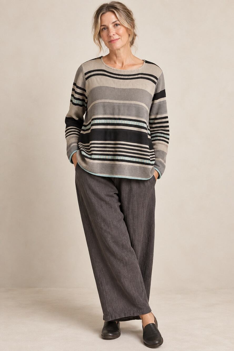 Gudrun Sjödén Alfrida Striped Sweater Recycled Cotton Size Small